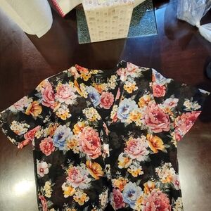 Forever 21 Black Floral Blouse